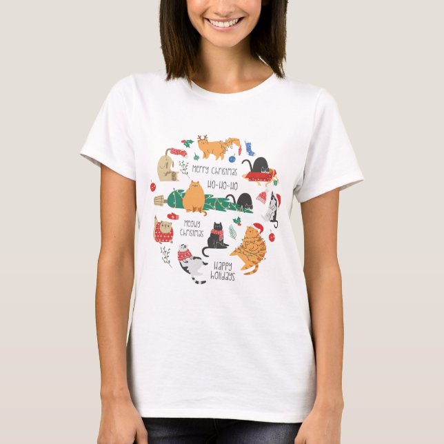 Katzenliebhabers Weihnachten T-Shirt (Vorderseite)