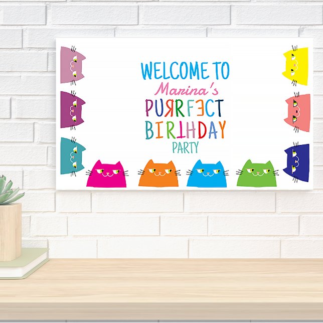 Katzenmädchen-Geburtstagsfeier Banner (Von Creator hochgeladen)