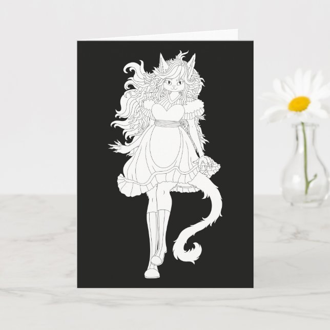 Katzenmädchen Karte (Kleine Pflanze)
