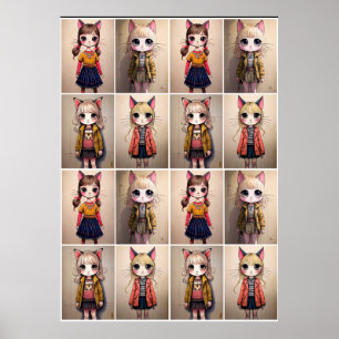 Katzenmädchen (KI) Poster