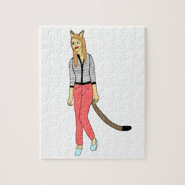 Katzenmädchen Puzzle (Vertikal)