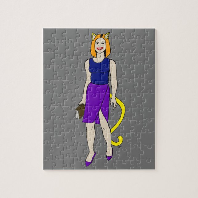Katzenmädchen Puzzle (Vertikal)
