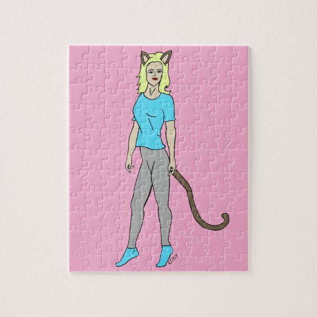 Katzenmädchen Puzzle (Vertikal)