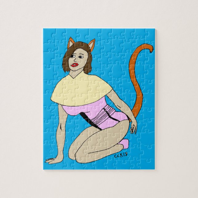 Katzenmädchen Puzzle (Vertikal)