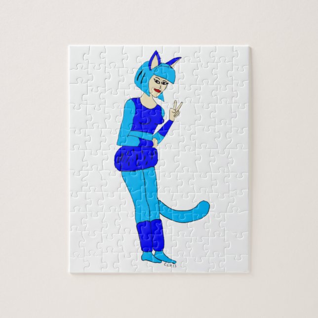Katzenmädchen Puzzle (Vertikal)