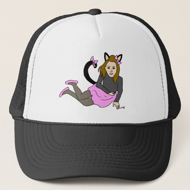 Katzenmädchen Truckerkappe (Vorderseite)