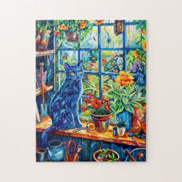 Katzenmalerei auf dem Gartenhaus Puzzle