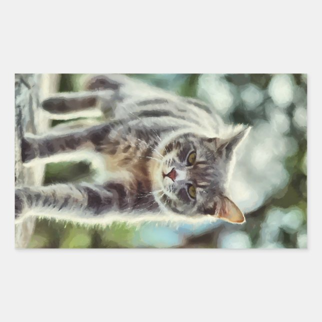 Katzenmalerei Rechteckiger Aufkleber (Vorderseite)