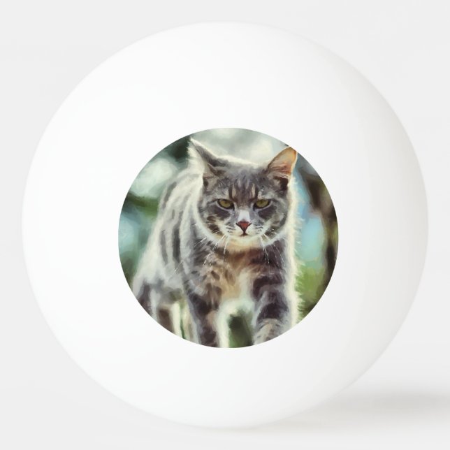 Katzenmalerei Tischtennisball (Rückseite)