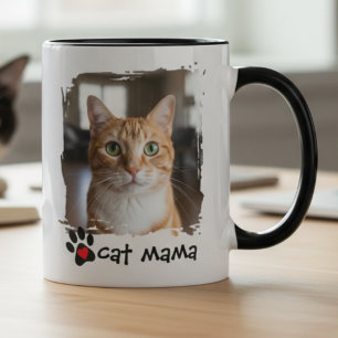 Katzenmama Foto Tierliebhaber Rettungsbefürworter Zweifarbige Tasse
