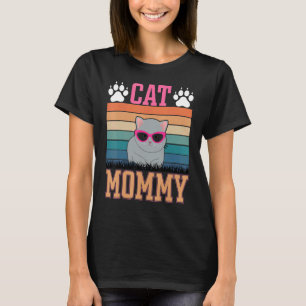 Katzenmama Frauen Vintage Retro Schwarze Katzen Mu T-Shirt