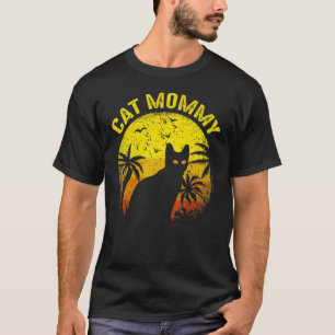 Katzenmama Frauen Vintage Retro Schwarze Katzen Mu T-Shirt