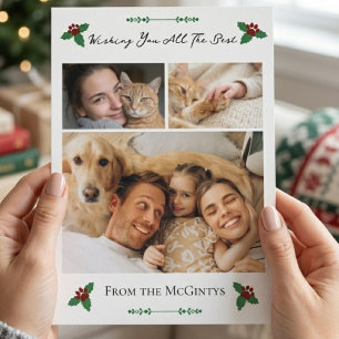 Katzenmama Hundepapa Festive 3 Foto Familienurlaub Feiertagskarte