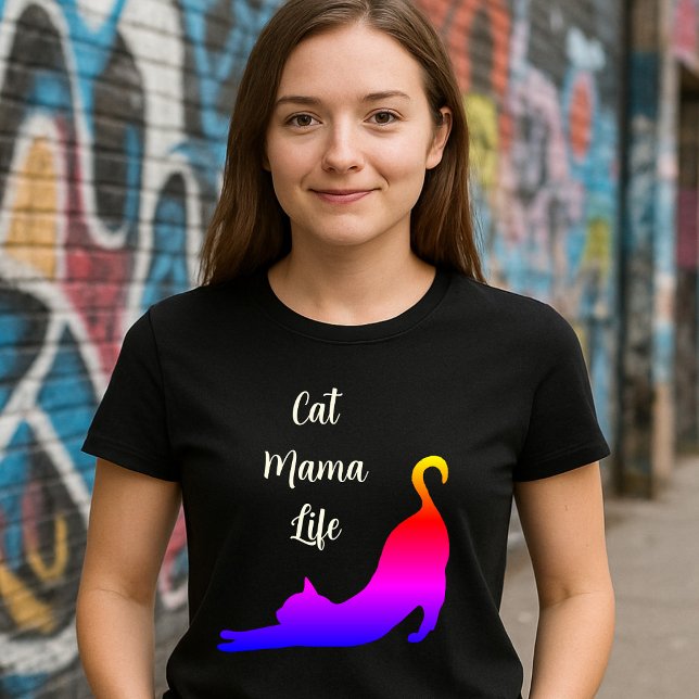 Katzenmama Leben - Kätzchen Stretch T-Shirt (Von Creator hochgeladen)