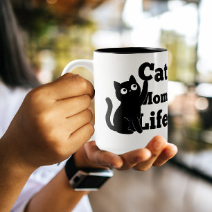 Katzenmama-Leben Süßes Schwarzkatzen-Design Zweifarbige Tasse