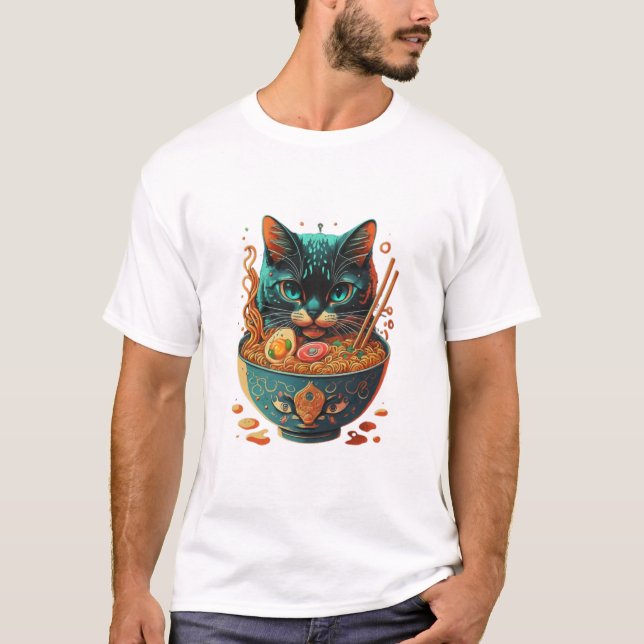 Katzenmännchen, Niedliche Katzenaune, japanische R T-Shirt (Vorderseite)