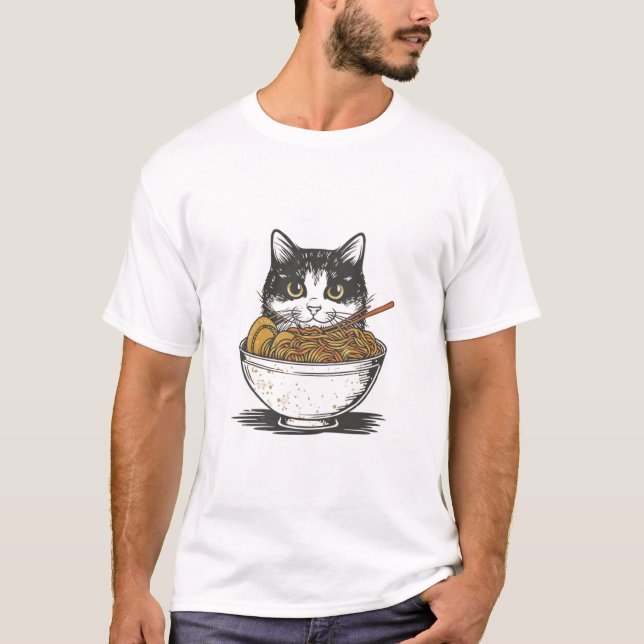 Katzenmännchen, Niedliche Katzenaune, japanische R T-Shirt (Vorderseite)