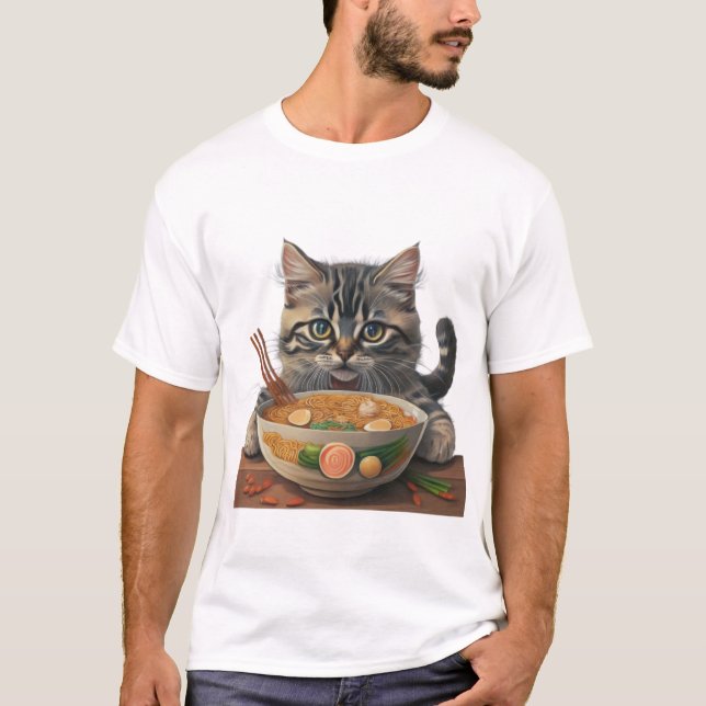 Katzenmännchen, Niedliche Katzenaune, japanische R T-Shirt (Vorderseite)