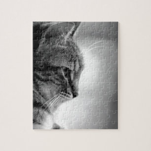 Katzenmeditation Schwarz/Weiß Puzzle