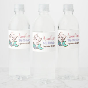 Katzenmeerjungfrau Purrmaid Süße Meowmaid Mädchen  Wasserflaschenetikett