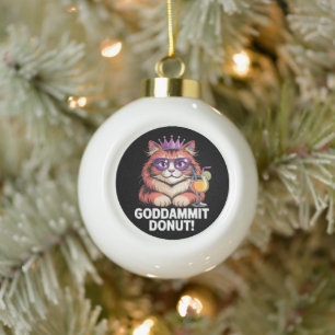 Katzenmeme Damen Donut Prinzessin Keramik Kugel-Ornament