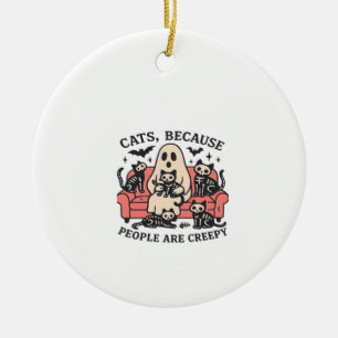 Katzenmenschen sind gruselige Skelett-Halloween-T- Keramik Ornament