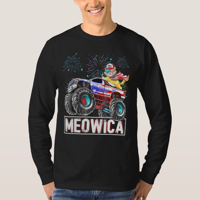 Katzenmonster-Reitwagen Amerikanische Flagge Plus  T-Shirt (Vorderseite)