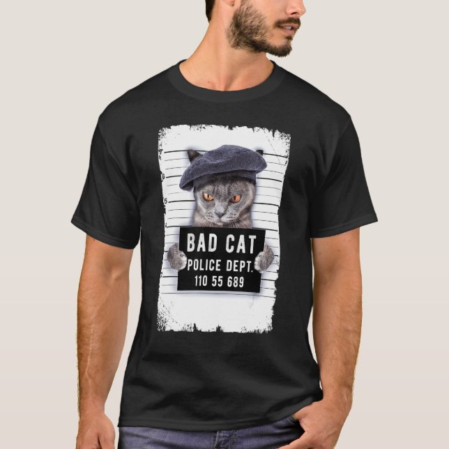 Katzenmugshot T-Shirt (Vorderseite)
