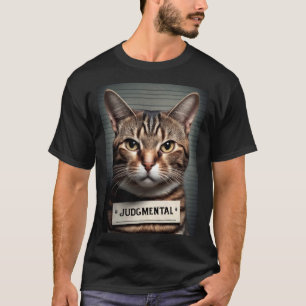 Katzenmugshot Urteilend Katzenvater oder Katzenm T-Shirt