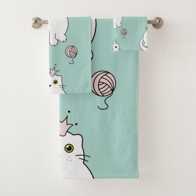 Katzenmuster Badhandtuch Set (Insitu)