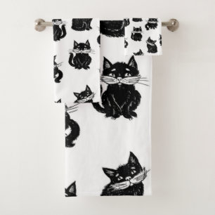 Katzenmuster Badhandtuch Set