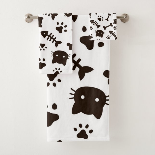 Katzenmuster Badhandtuch Set (Insitu)