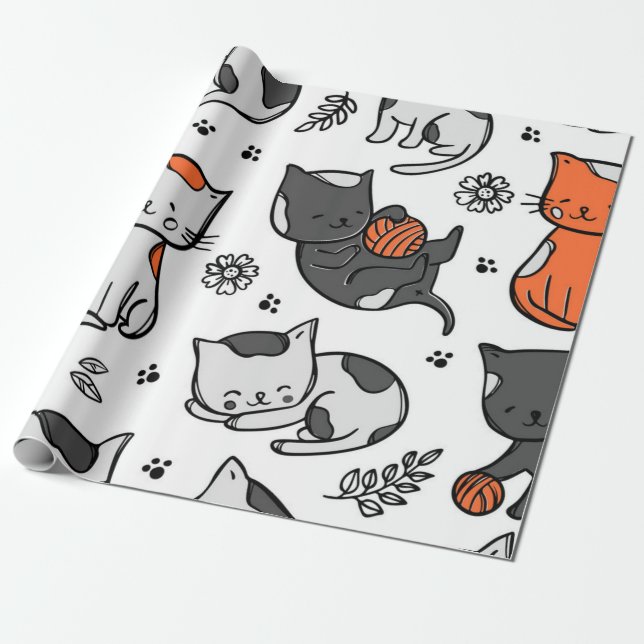 Katzenmuster Geschenkpapier (Ungerollt)
