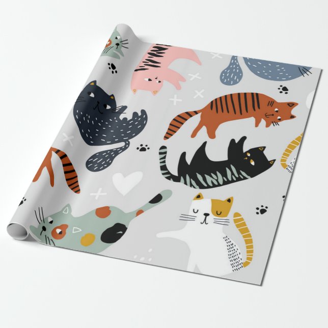 Katzenmuster Geschenkpapier (Ungerollt)
