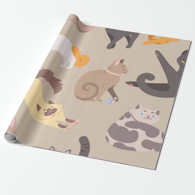 Katzenmuster Geschenkpapier (Ungerollt)