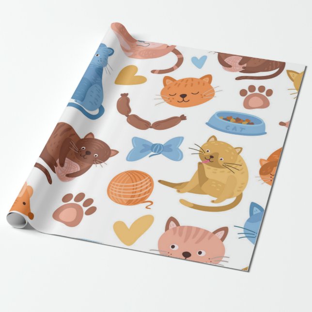 Katzenmuster Geschenkpapier (Ungerollt)