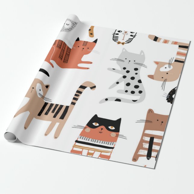 Katzenmuster Geschenkpapier (Ungerollt)