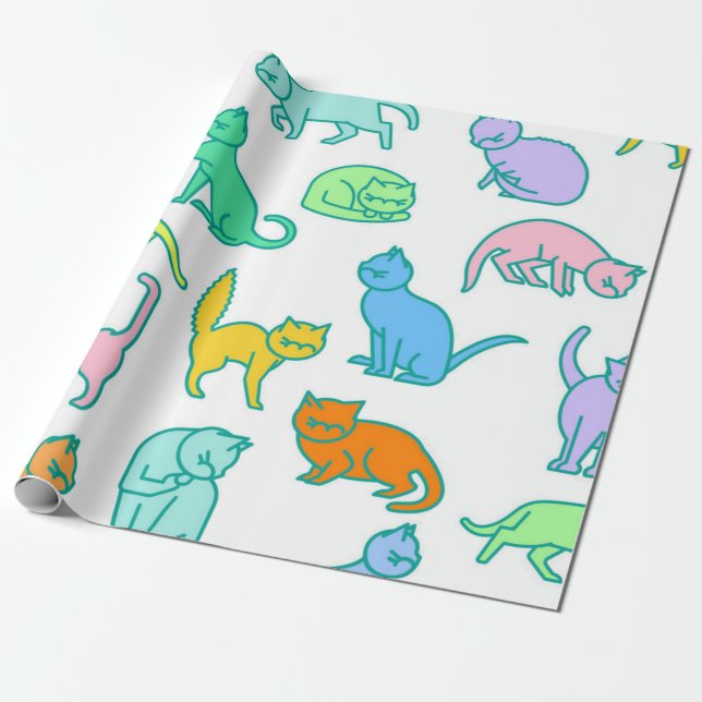 Katzenmuster Geschenkpapier (Ungerollt)