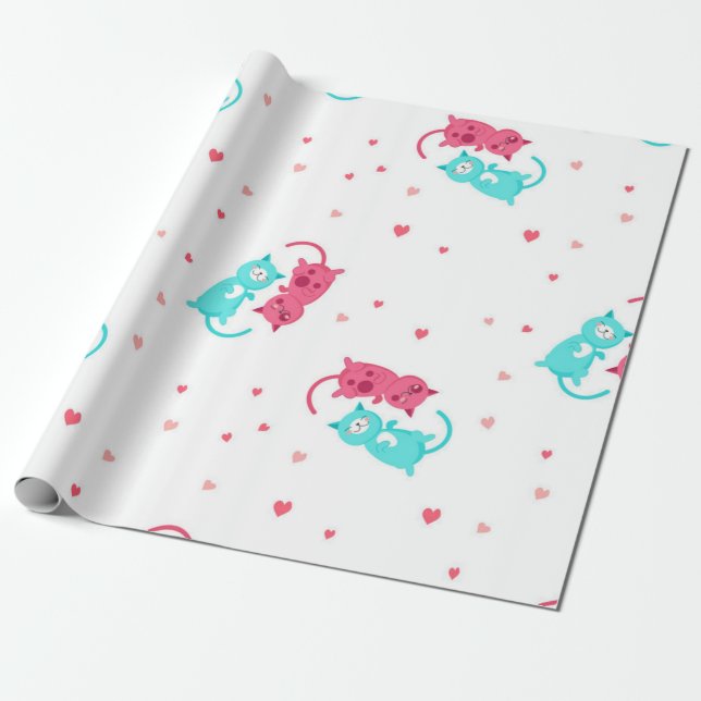 Katzenmuster Geschenkpapier (Ungerollt)