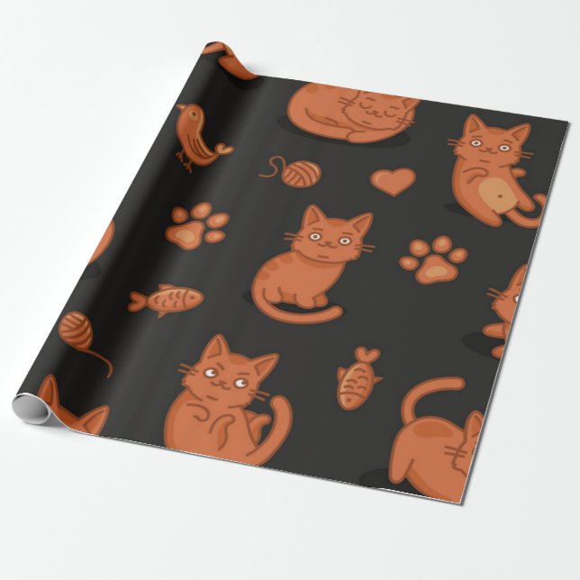 Katzenmuster Geschenkpapier (Ungerollt)