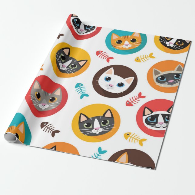 Katzenmuster Geschenkpapier (Ungerollt)