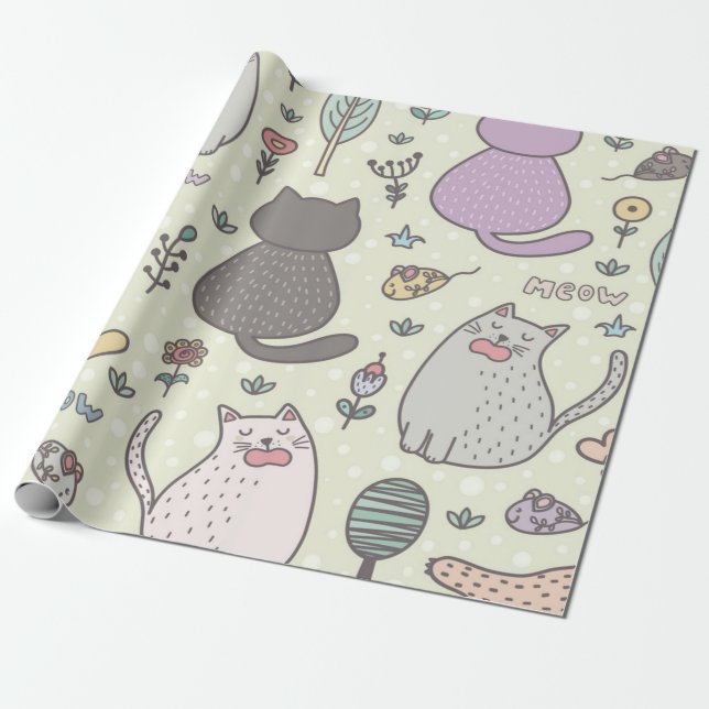 Katzenmuster Geschenkpapier (Ungerollt)