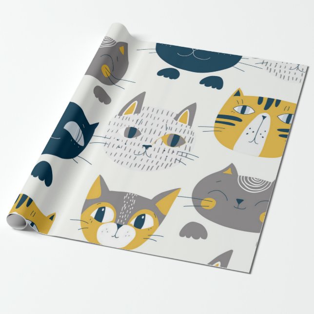 Katzenmuster Geschenkpapier (Ungerollt)