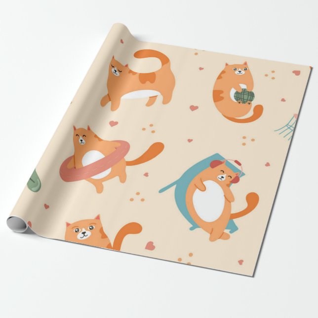 Katzenmuster Geschenkpapier (Ungerollt)