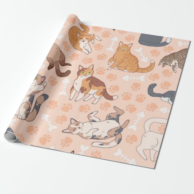 Katzenmuster Geschenkpapier (Ungerollt)