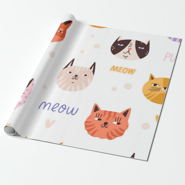 Katzenmuster Geschenkpapier (Ungerollt)
