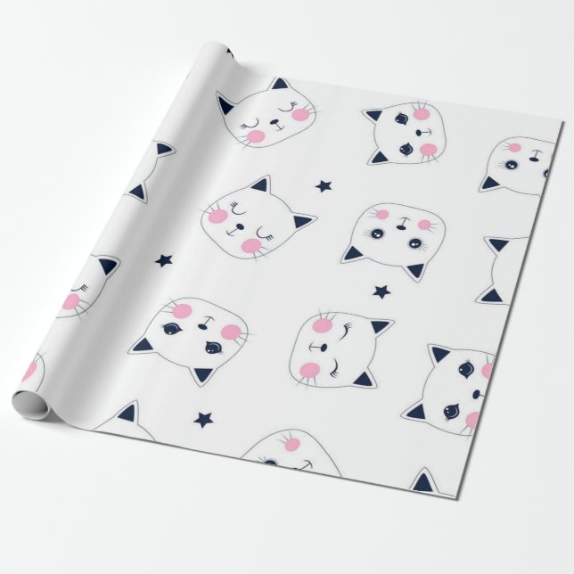 Katzenmuster Geschenkpapier (Ungerollt)
