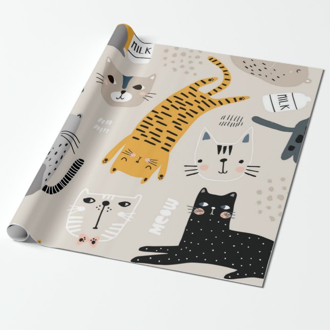 Katzenmuster Geschenkpapier (Ungerollt)