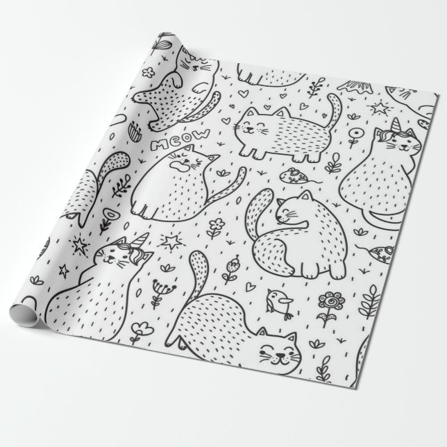 Katzenmuster Geschenkpapier (Ungerollt)