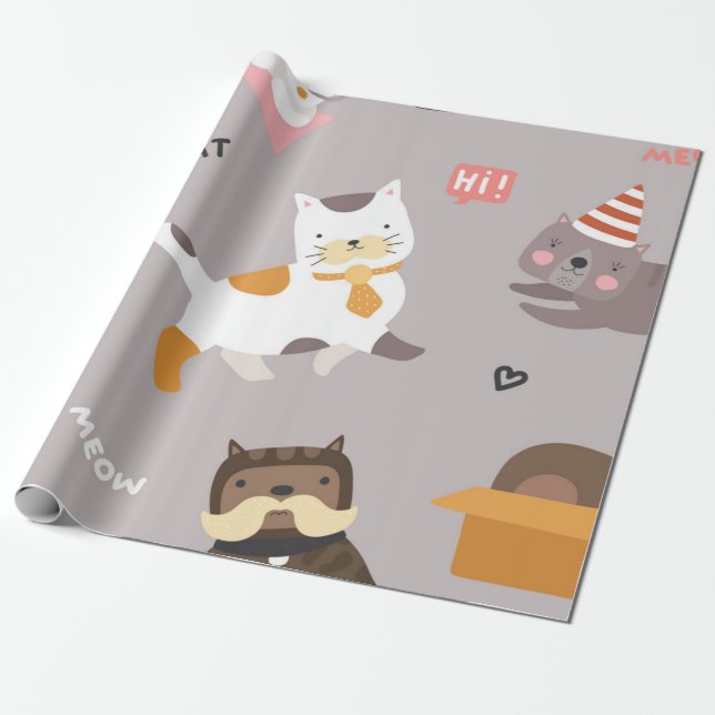 Katzenmuster Geschenkpapier (Ungerollt)